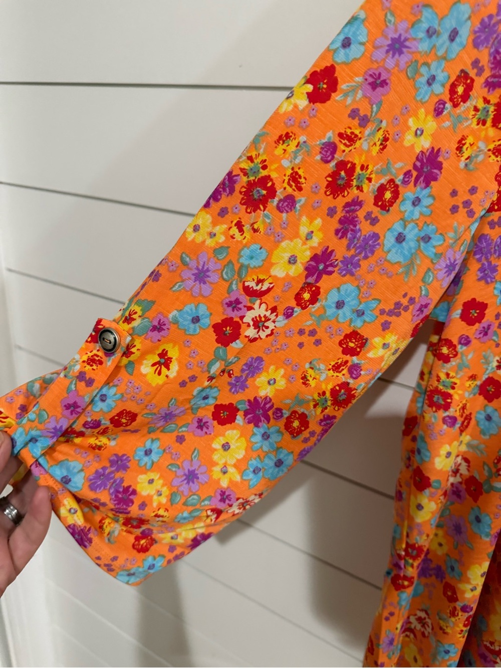 Dear Scarlett Orange Floral Buttonless V-Neck Tunic - Picture 2 of 4